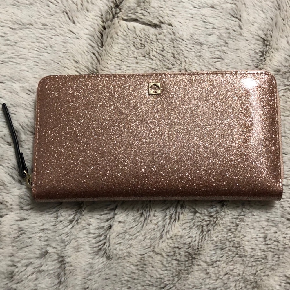 NWOT Kate Spade Rose Gold Glitter Wallet